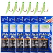 Fishing Rigs Bait Fish Skin Rig Hooks, 6 Packs Glow Fishing Bait Rigs with Fish Skin Size 4 6 8