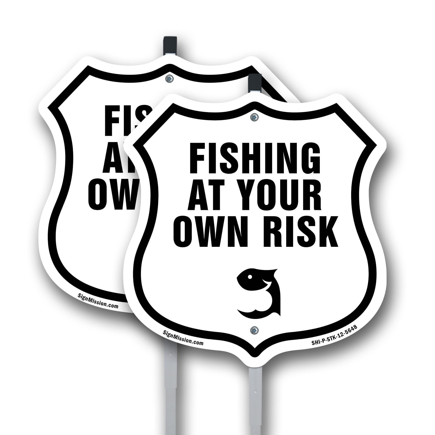 Fishing at Your Own Risk (2 Pack) 12 inch X 12 inch Shield Shaped ...