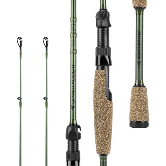 Fishing Rod 7'3" M-Fast 2-Piece Spinning Rod with Extra Tip IM6 Graphite Blank Rubber Cork Handle