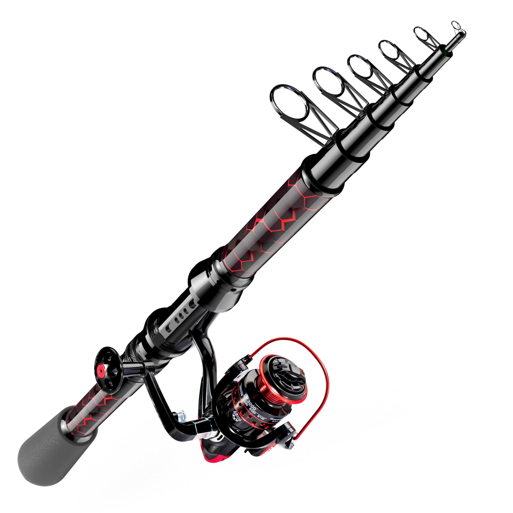 Fishing Rod And Reel Combos  Design With X-warping Painting Carbon Fiber Telescopic Combo Kit Tackle Box Gift For Beginner Angler