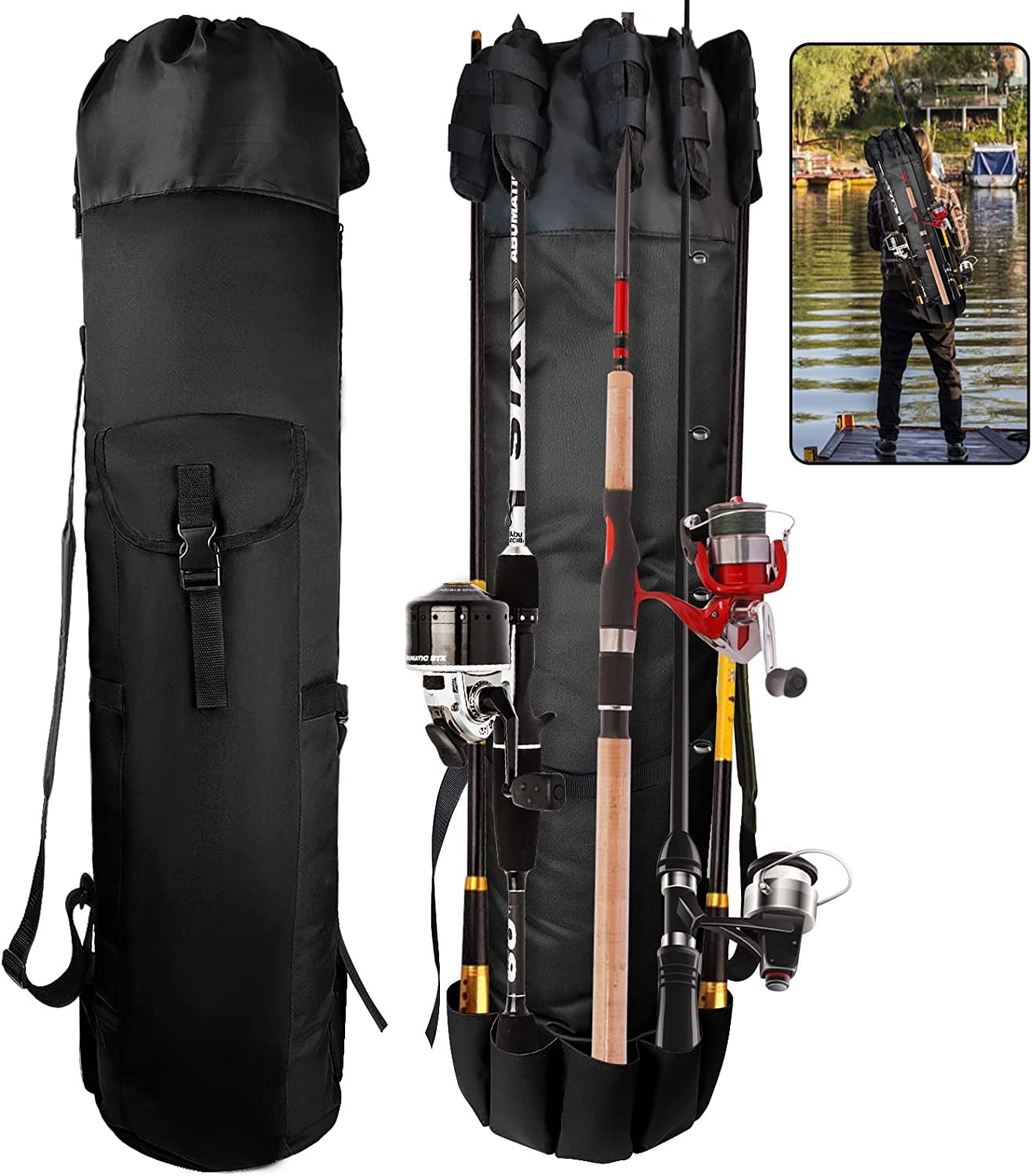 Fishing Rod Bag, Fishing Rod Case Bag with Durable Folding Oxford
