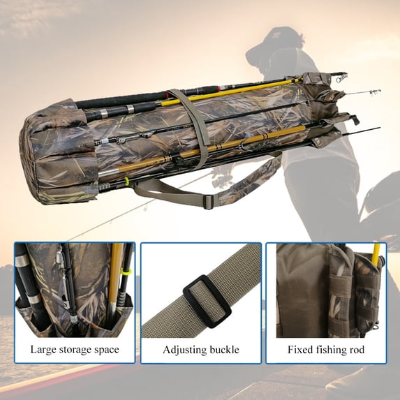 Fishing Rod Bag,Fishing Pole Holder,Carrier Case Fishing Tackle Holds 5 Poles Travel Case Bag,Waterproof Lightweight Storage Bag,Large Capacity Fishing Gear Organizer Fishing Gifts