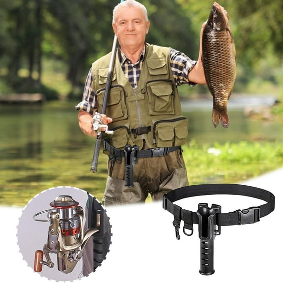 Fishing Rod Belt Support Bracket, Portable Luya Waist Rod Holder Hands-Free Fishing Gear, Adjustable Non-Slip Fishing Rod Rack for Kayak Bank Fishing