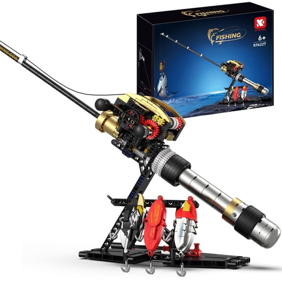 Fishing Rod Building Kit STEM Construction Toy LEGO-Compatible for Adults Teens
