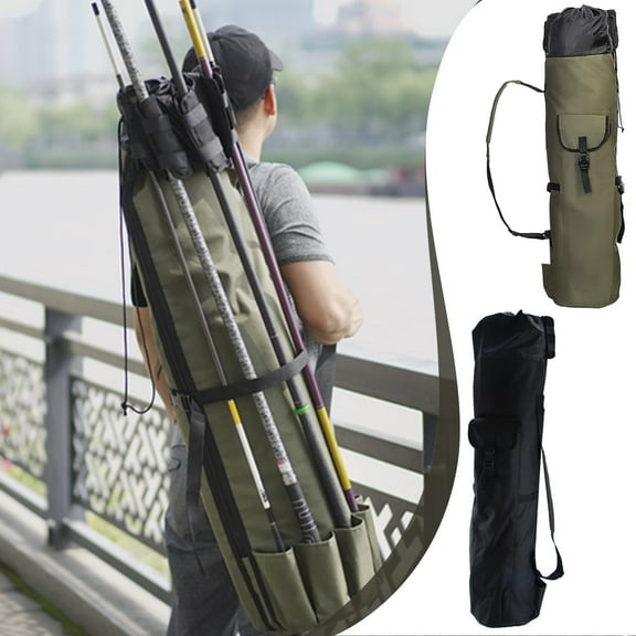 Fishing Rod Carrier Bag Large Capacity Foldable Pole Storage Case Tackle Organizer Holds 5 Poles Travel Stand Outdoor Multifunctional Fishing Bag End-of-Season Clea-rance Discounts