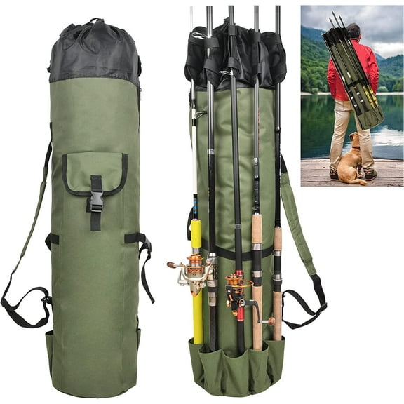 Fishing Rod Carrier Fishing Pole Bag Fishing Rod Case Fishing Bag Fishing Gear Equipment Fishing Rod Bag Travel Carry Case Large Capacity Waterproof Fishing Reel Bag Case Fishing Gifts for Men