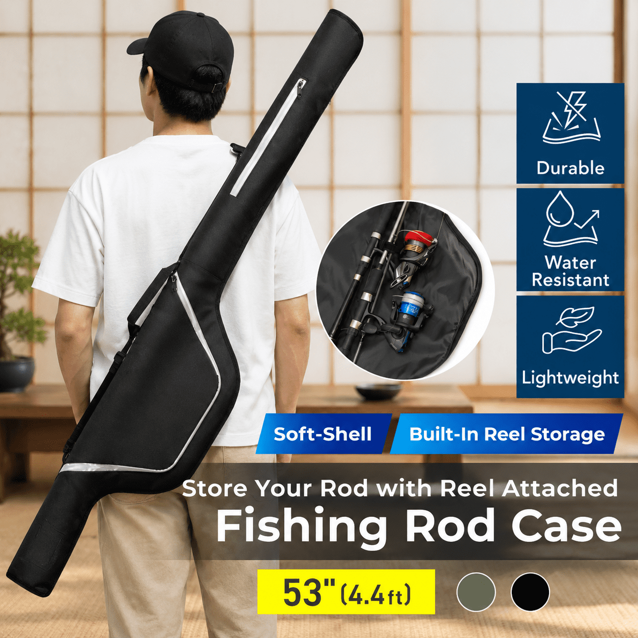 Fishing Rod Case With Reel Stor| Holds Rods Reels Attached Lightweight ...