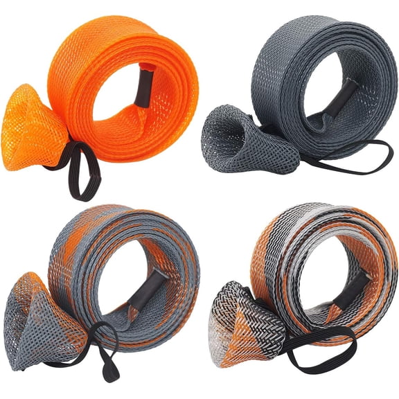 Fishing Rod Cover - 4 Pack Rod Sleeve Socks with Lanyard for Fly, Spinning, Casting, Sea Fishing