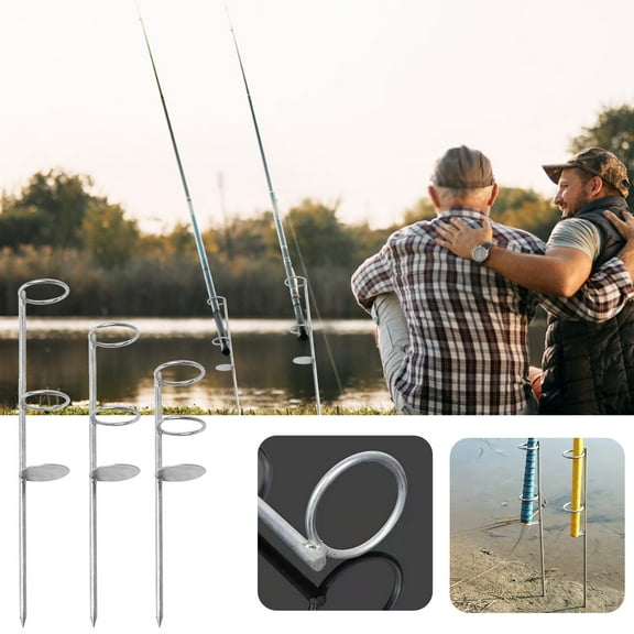 Fishing Rod Holder, 30/40/50cm Round Stable Fishing Rod Holder Stand, Durable Fishing Ground Rod Bracket, Heavy Duty Double Loop Ground Plug In Fishing Rod Holder for Beach Fishing