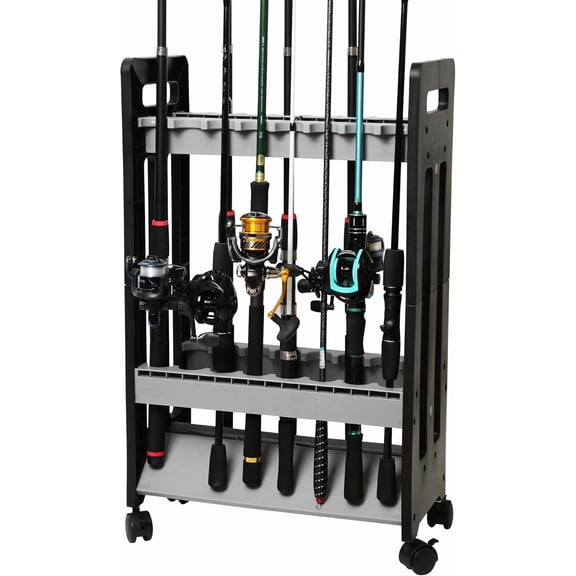 Fishing Rod Holder,Fishing Pole Holders for Garage,Rod Holder for 16 Rod and Reel Combos,Vertical Fishing Rod Rack Floor Storage,Fishing Gifts for Men (Gray)