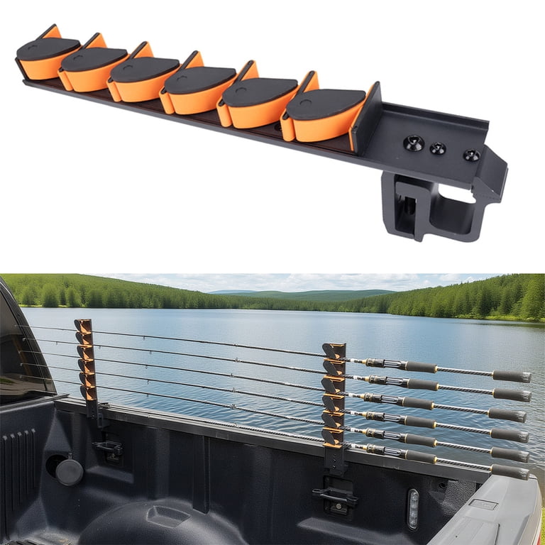 fishing rod holder pickup truck Fishing Rod Holder for Truck Tailgate – Transport 6 Rods Securely with Soft  Foam Inserts – Fishing Pole Rack for Pickup Truck Bed – Easy Tailgate Rod  Carrier