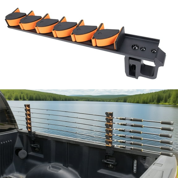 Fishing Rod Holder for Truck Tailgate Transport 6 Rods Securely with Soft Foam Inserts Fishing Pole Rack for Pickup Truck Bed Easy Tailgate Rod Carrier