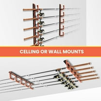 Fishing Rod Holder for Garage, Wall or Ceiling Mounted with Soft Protective Pad, Horizontal Storage Organizer (4 PACK)