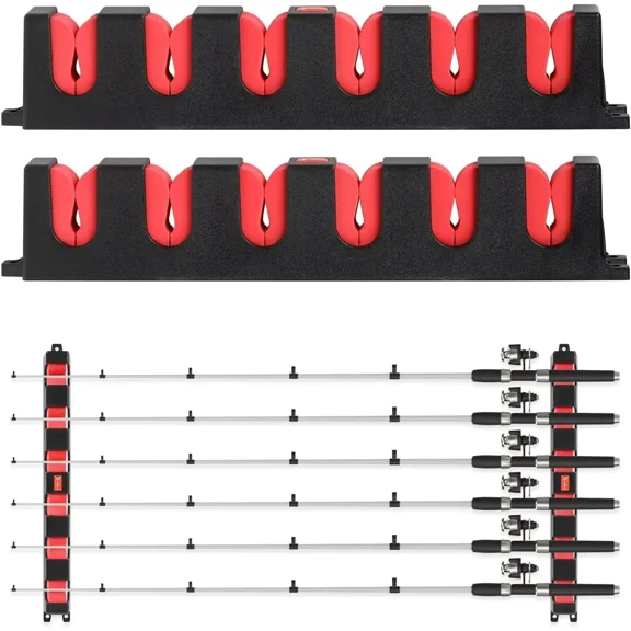 Fishing Rod Holders Wall-Mounted – Simple Deluxe Fishing Rod Rack, Fishing Pole Holder & Rack, Fishing Pole Holders Grey