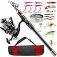 thumbnail image 1 of Fishing Rod Kit, Carbon Fiber Telescopic Fishing Pole and Reel Combo with Spinning Reel, Line, Lure, Hooks and Carrier Bag, Fishing Gear Set for Beginner Adults Saltwater, 1 of 9