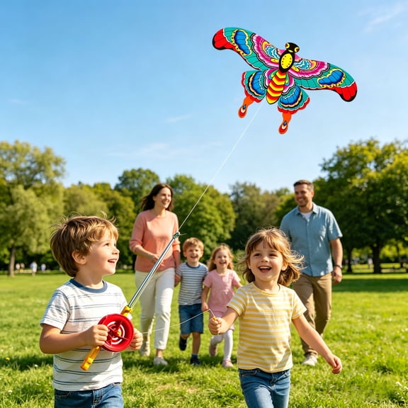 Fishing Rod Kite, Dynamic Wing Butterfly/Eagle Design, Easy-Fly Mini Kite with String, for Outdoor Park, Beach, Family Activities, Beginner-Friendly, Lightweight - 11.8" × 13.8"(Yellow)