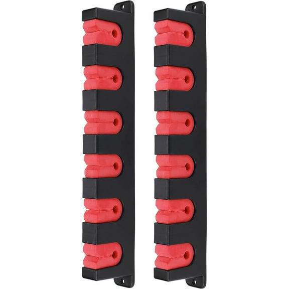 Fishing Rod Rack Holders Wall-mounted Fish Pole Holder for Garage & Boat 6-Rod Storage Racks (Horizontal Red, 1 Pair)