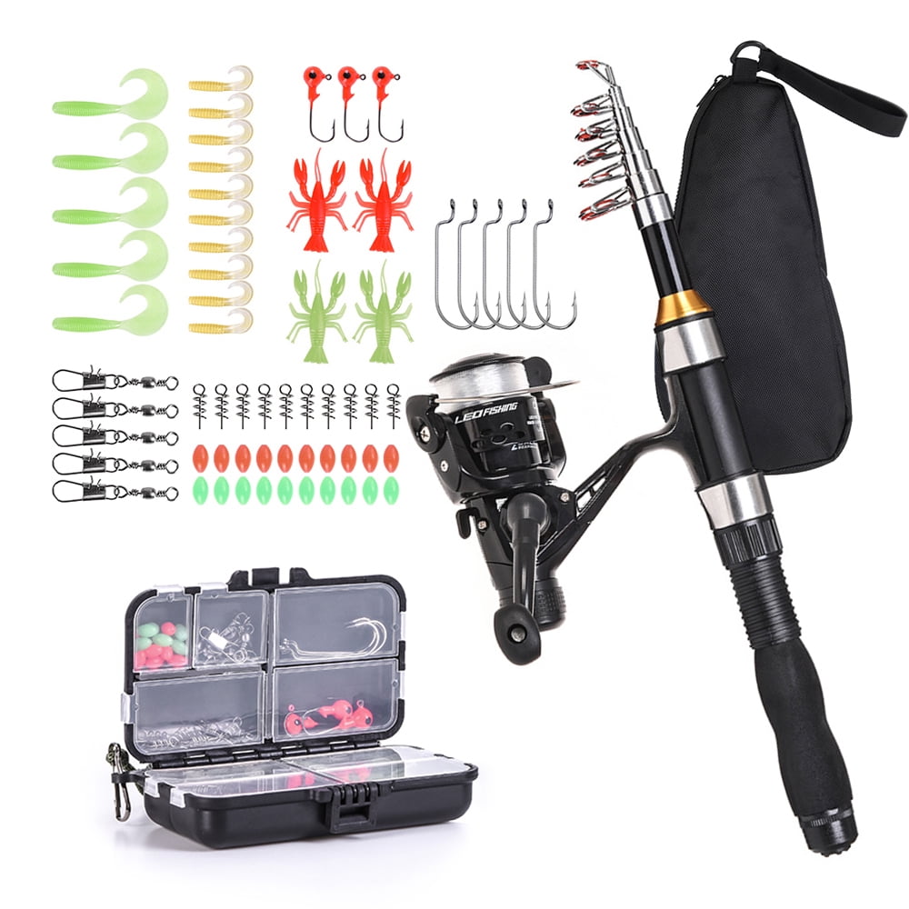 Fishing Rod Reel Combo Full Kit 1.5m Telescopic Fishing Rod Spinning ...