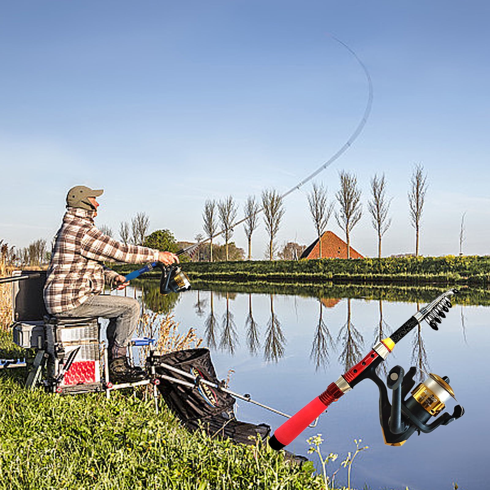 2019 rated best travel fishing pole PLUSINNO Pole, Fishing Rod and Reel Combo,Telescopic Fishing Rod Kit with Spinning Reel, Collapsible Portable Fishing with Carrier Bag for Freshwater Saltwater Fishing Gifts for Men Women Portable Ski Rack The Best Telescopic Fishing Rods