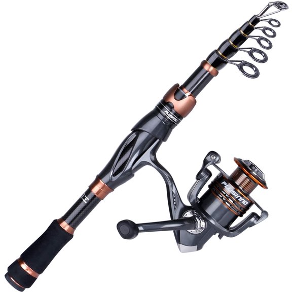 Fishing Rod and Reel Combos, Bronze Warrior Toray IM6 Carbon Matrix Telescopic Fishing Rod Pole, 12 +1 Shielded Bearings Stainless Steel BB Spinning Reel, Travel Freshwater Fishing Gear