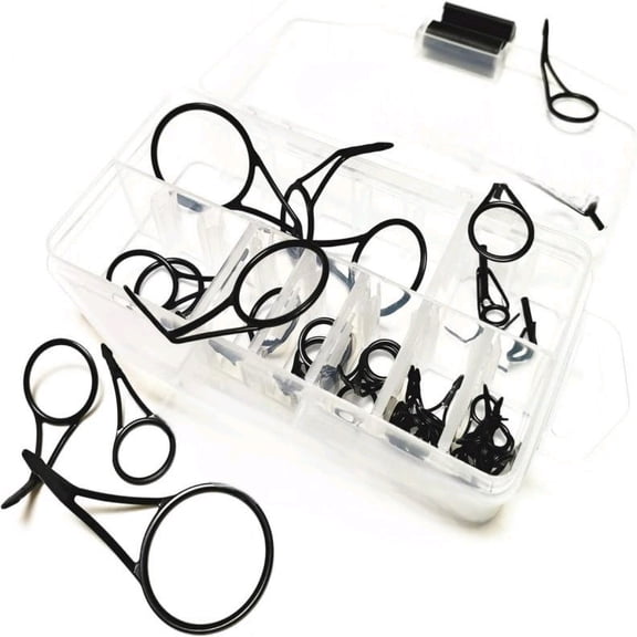 Fishing Rod Repair Kit 40 Pcs for Spinning and Casting Rod Guides,Set Mixed Size Single Leg Stainless Steel,one Piece Stamped Frame Fishing Rod Repair Kit Guide Tip Top Repare