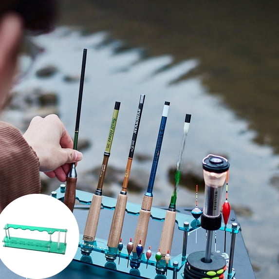 Fishing Rod Storage Rack, 5-Cavity Horizontal Pole Storage Rack, Durable Organizer For Fishing Gear & Home Display Green-30cm