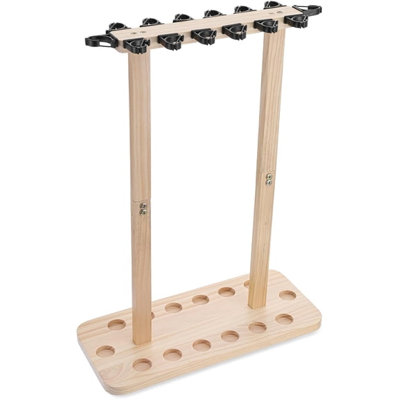 Fishing Rod Storage Racks, 100% Wood Floor Stand Fishing Pole Holders for Garage of 14 Rods or Combos