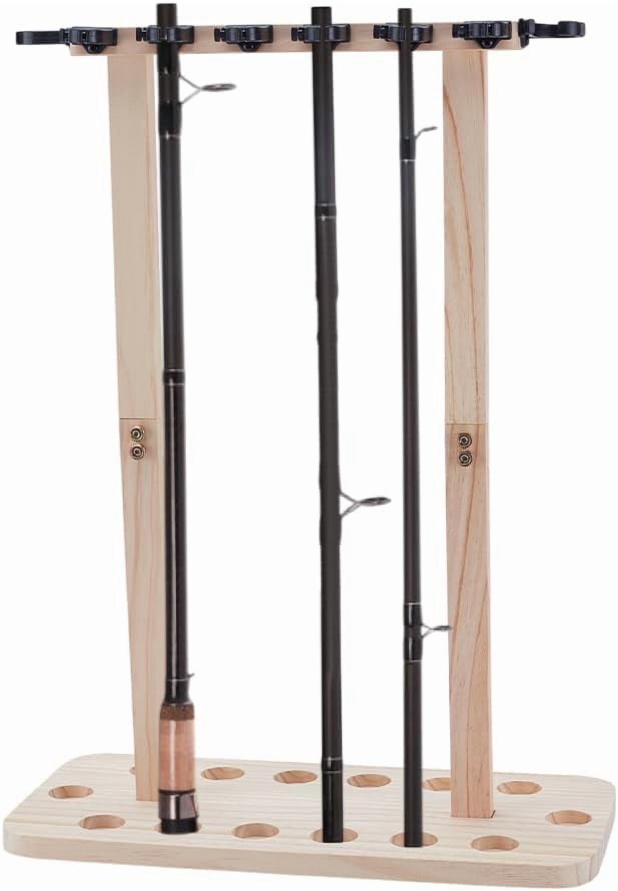 Fishing Rod Storage Racks Holds Up to 14 Rods Wood Floor Stand Fishing ...