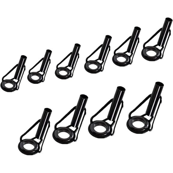 Fishing Rod Tip Repair Kit, 10 Pcs Stainless Steel Guide with Ceramic Ring Replacement for Freshwater Saltwater Fishing Rods, Black