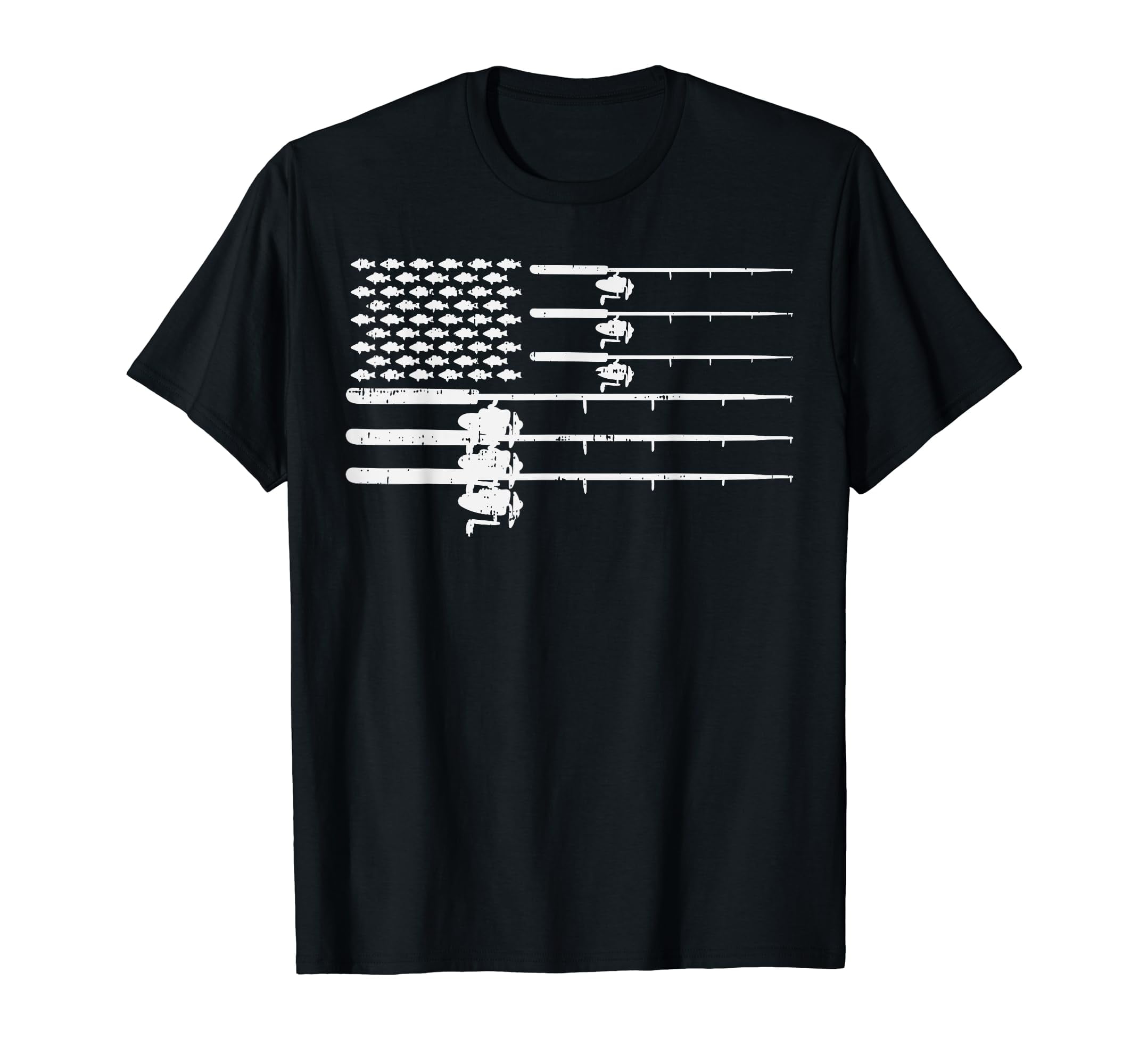 Patriotic Fly Rod Fishing American USA Flag T-Shirt Gift Tee