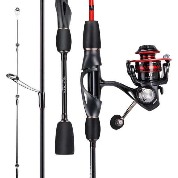 Fishing Rod, Ultralight Sensitive 2 Pieces Trout Spinning Rod, Stainless Steel Line Guides Fishing Pole with Comfortable EVA Grip Rod Handle