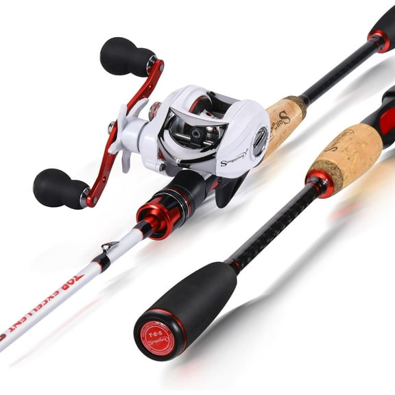 Fishing Rod and Reel Combo, Medium Heavy Fishing Pole with Baitcasting Reel Combo, 2-Piece Baitcaster Combo