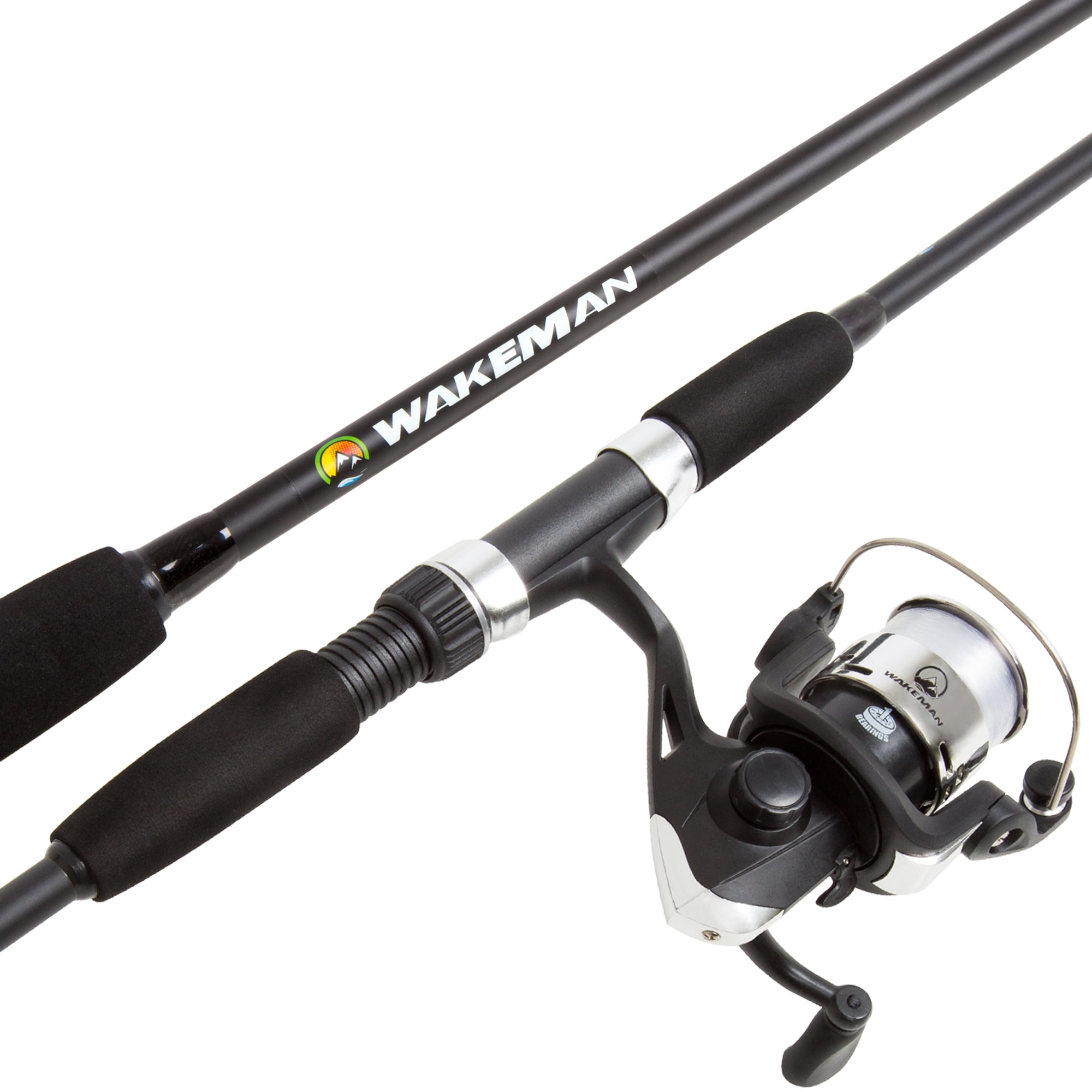 Fishing Rod and Reel Combo, Spinning Reel, Fishing Gear for Bass and Trout  Fishing, Great for Kids, Black - Swarm Series by Wakeman 