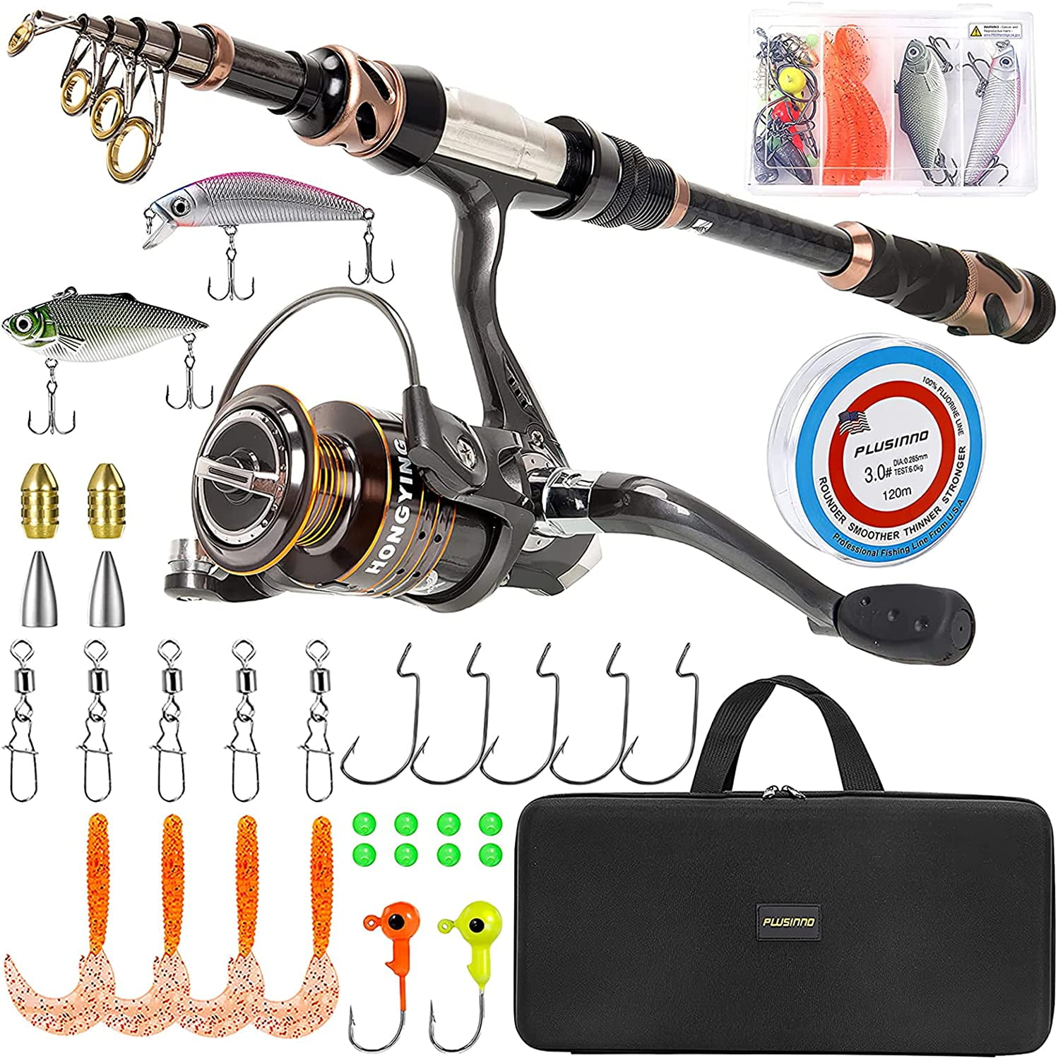 Fishing Rod and Reel Combos - Carbon Fiber Telescopic Fishing Pole ...
