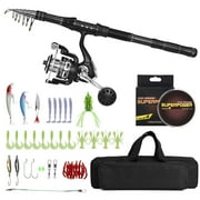 Fishing Rod and Reel Combos Telescopic Fishing Pole with Spinning Reel Combo Kit Fishing Line Lures Hooks Set Fishing Accessories with Carry Bag