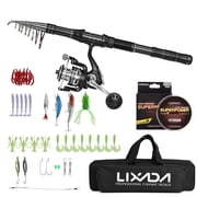 Lixada Fishing Rod and Reel Combos Telescopic Fishing Pole with Spinning Reel Combo Kit Fishing Line Lures Hooks Set Fishing Accessories with Carry Bag
