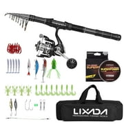 Fishing Rod and Reel Combos Telescopic Fishing Pole with Spinning Reel Combo Kit Fishing Line Lures Hooks Set Fishing Accessories with Carry Bag