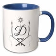 thumbnail image 1 of 3drose, Fishing Rods, Fish, Sun, Cattail Plant. Charming Letter D, 15oz Two-tone Blue Mug, 1 of 6