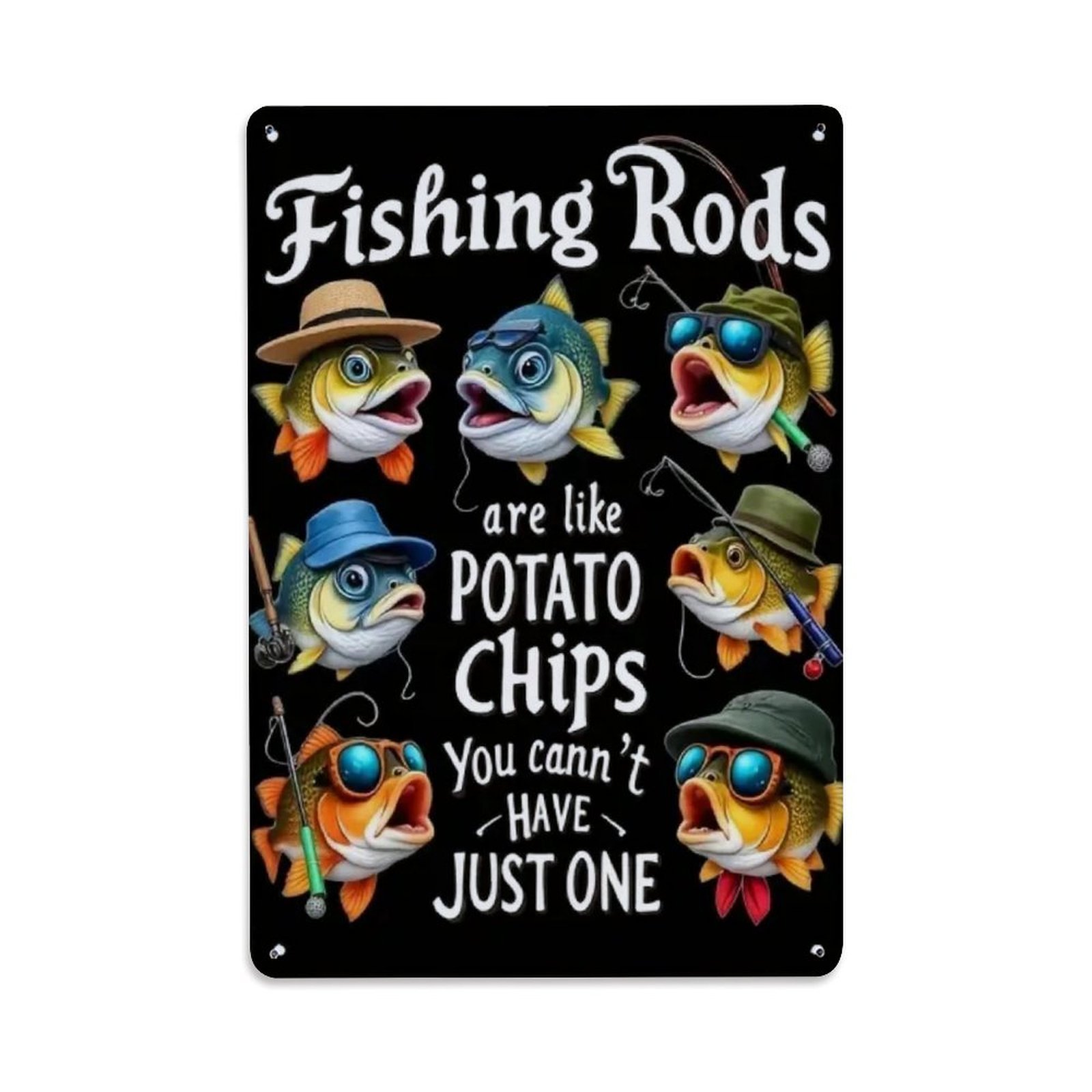 Fishing Rods Tin Sign Vintage Metal Poster Living Room Bar Man Cave ...