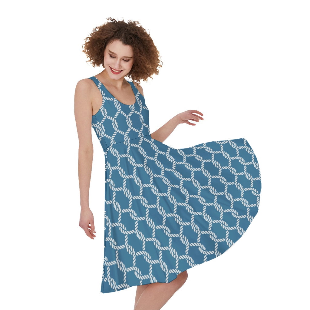 NOBRAND Fishing Equipment Pattern Print Sleeveless Knee Length Dress, Fish Fishing Fashion Summer Maxi Dress For Women., Women's, Size: XL NOBRAND Fishing Equipment Pattern Print Sleeveless Knee Length Dress, Fish Fishing Fashion Summer Maxi Dress For Women., Women's, Size: XL