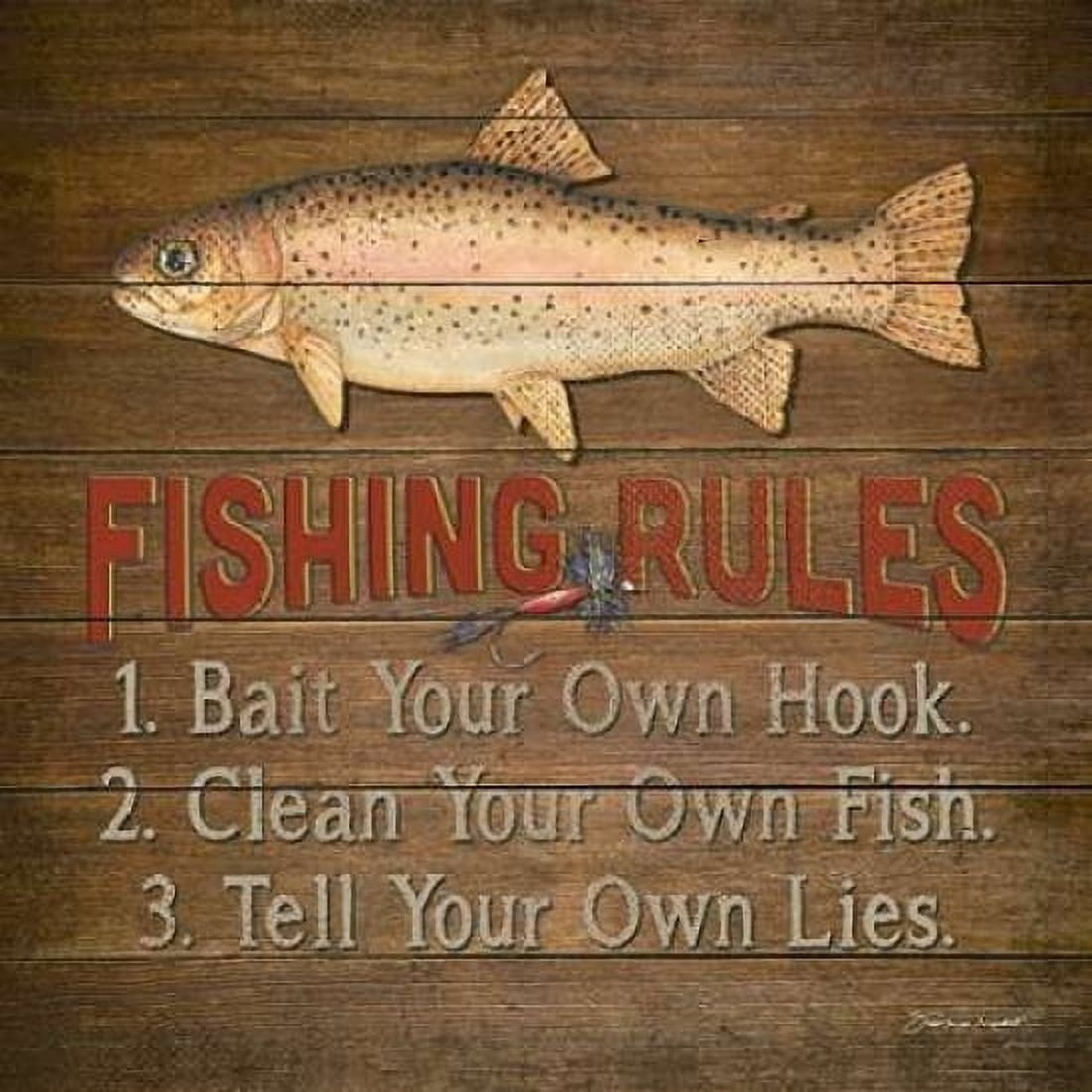 Fishing Rules Canvas Art - Stephanie Marrott (24 x 24)