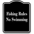 thumbnail image 1 of Fishing Rules No Swimming BLACK Aluminum Composite Sign 20''x24'', 1 of 2