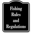 thumbnail image 1 of Fishing Rules and Regulations Fishing BLACK Aluminum Composite Sign, 20"x24", 1 of 9