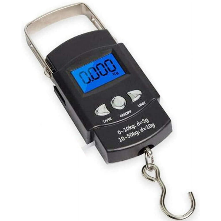 Fishing Scale 110lb/50kg Backlit LCD Screen, Portable Electronic Balance Digital Fish Hook Hanging Scale with Measuring Tape Ruler for Tackle Bag
