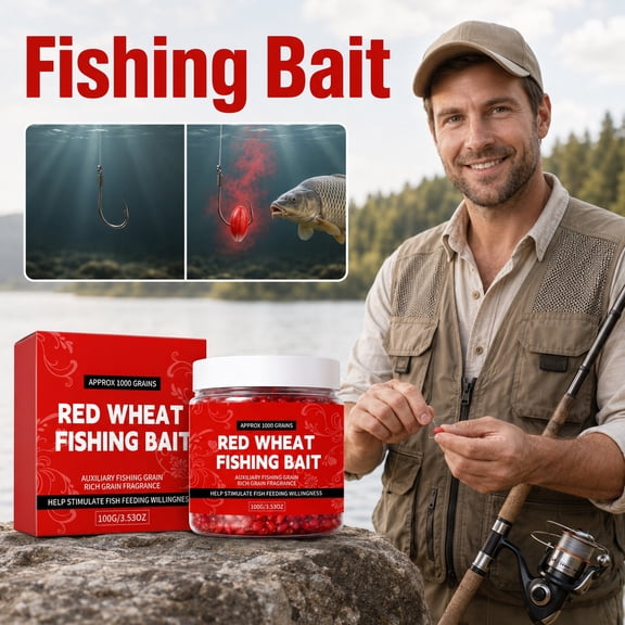 Fishing , Scented Fermented & Corn Kernels, Powerful Fish Attractant for Bass & Catfish, All- , Fishing Gear for Men, red