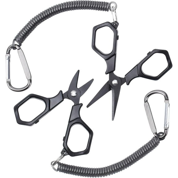 Fishing Scissors Braid Line Cutter with Coiled Lanyard for Freshwater/Saltwater(2 Pcs)