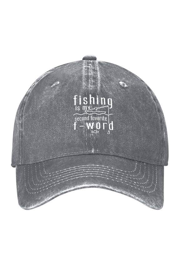 Fishing Is My Second Favorite F-Word Print Vintage Wash Dad Hat Adjustable Curved Brim Baseball Cap,Made In USA,Casual Outdoor Sports Fishing Cap for Men and Women