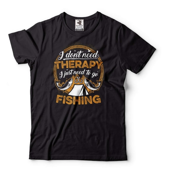 Fishing Shirt Fishing Therapy Shirt Funny Fishing Tee Fishing Lover Gifts Fathers Day Fishing Shirt (X-Large Black)