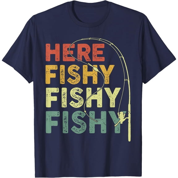 Fishing Shirt Here-Fishy Funny Bass Fish Dad T-Shirt