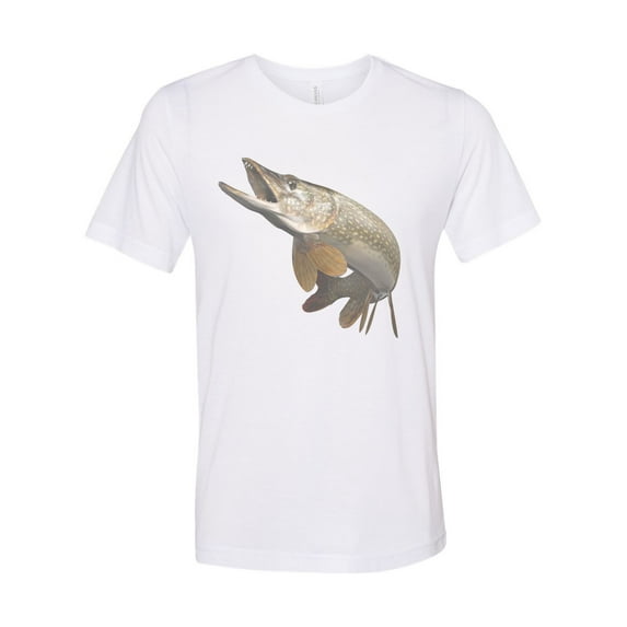"Fishing Shirt, Pike, Pike Shirt, Northern Pike, Unisex, Sublimation T, Fishing Apparel, Gift For Him, Dad Shirt, Pike Fishing, Fishing Tee, White, SMALL"